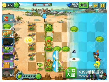 植物大战僵尸2巨浪沙滩第6关攻略 诱导浮潜僵尸