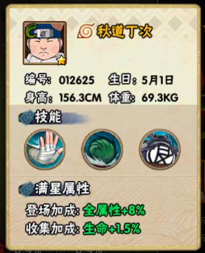 火影忍者手游秋道丁次忍者信息及技能介绍