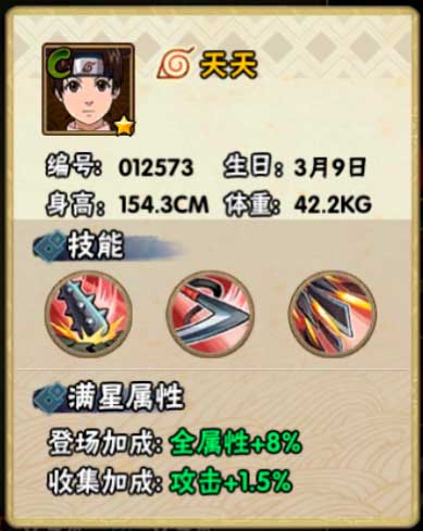 火影忍者手游天天忍者信息及技能介绍