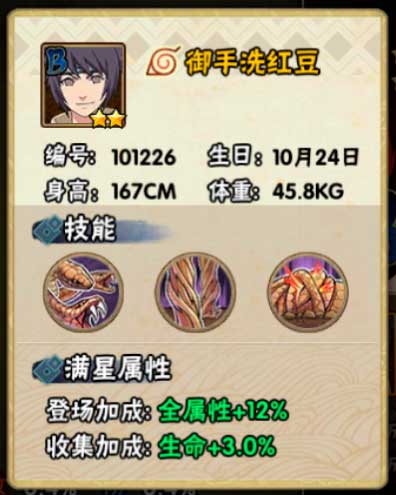 火影忍者手游御手洗红豆忍者信息介绍